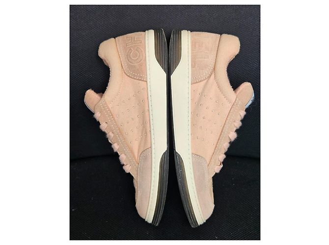 Chanel Sneaker aus rosa Wildleder und Stoff Pink - Ansicht 12