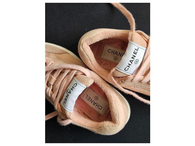 Chanel Sneaker aus rosa Wildleder und Stoff Pink - Ansicht 15