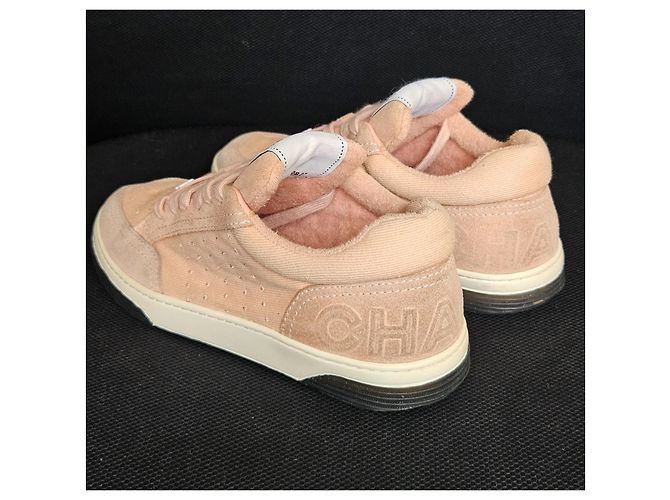 Chanel Sneaker aus rosa Wildleder und Stoff Pink - Ansicht 6