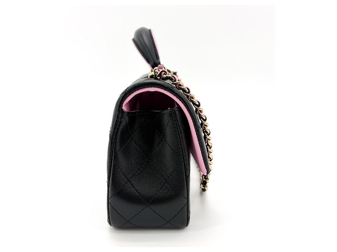 Chanel Classic Single Flap Top Handle Quilted Iridescent Lambskin Mini Negro - vista 5