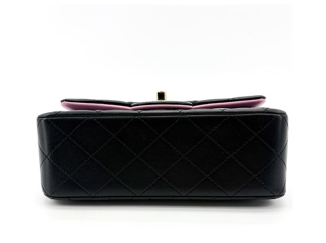 Chanel Classic Single Flap Top Handle Quilted Iridescent Lambskin Mini Negro - vista 6