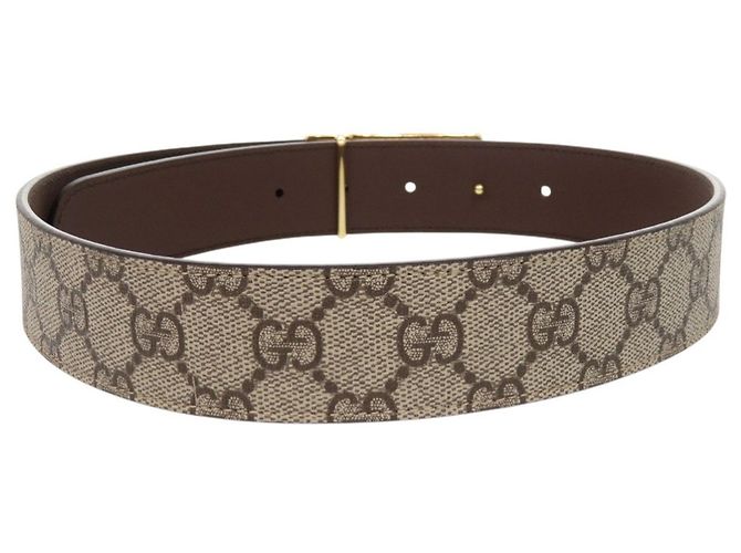Cinto Gucci com fivela quadrada GG Marrom Bege - vista 2