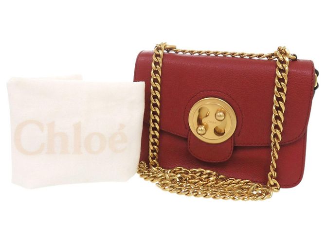 Chloé Chloe Millie Schultertasche aus rotem Leder mit Kette - Ansicht 2