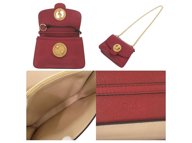 Chloé Chloe Millie Schultertasche aus rotem Leder mit Kette - Ansicht 7