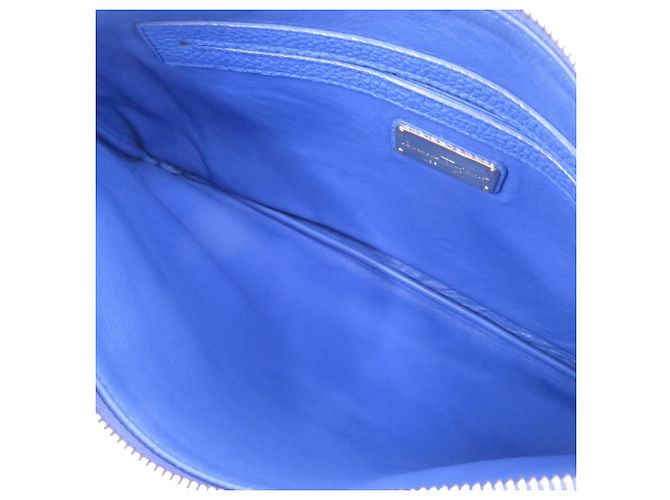Salvatore Ferragamo Clutch aus blauem Leder - Ansicht 4