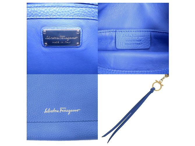 Salvatore Ferragamo Clutch aus blauem Leder - Ansicht 6