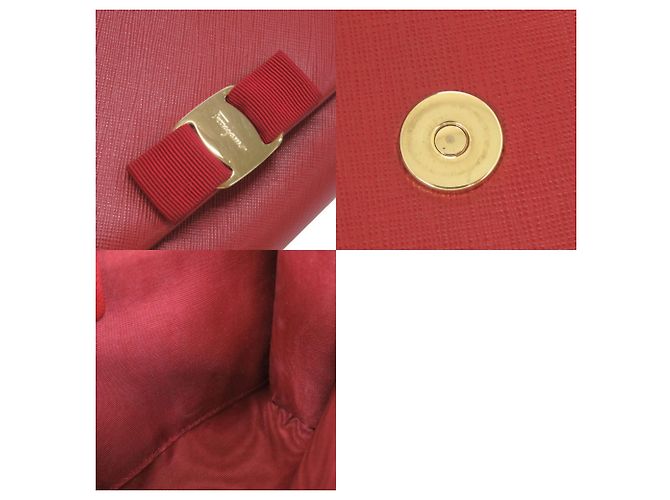 Borsa a tracolla Salvatore Ferragamo Vara in pelle rossa con catena Rosso - vista 9
