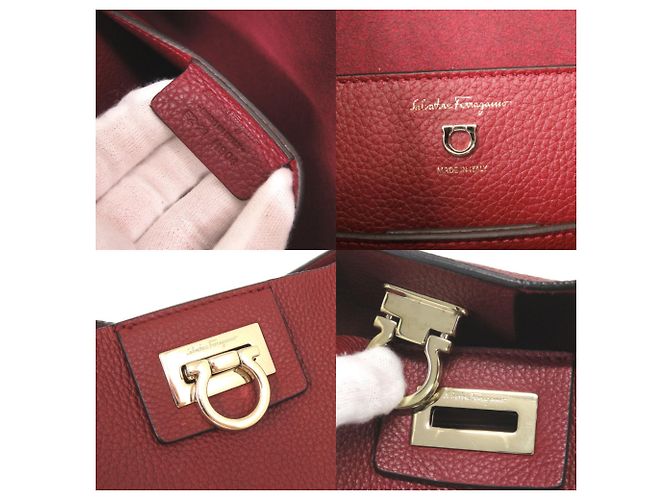 Borsa a tracolla Salvatore Ferragamo Gancini in pelle rossa Rosso - vista 8