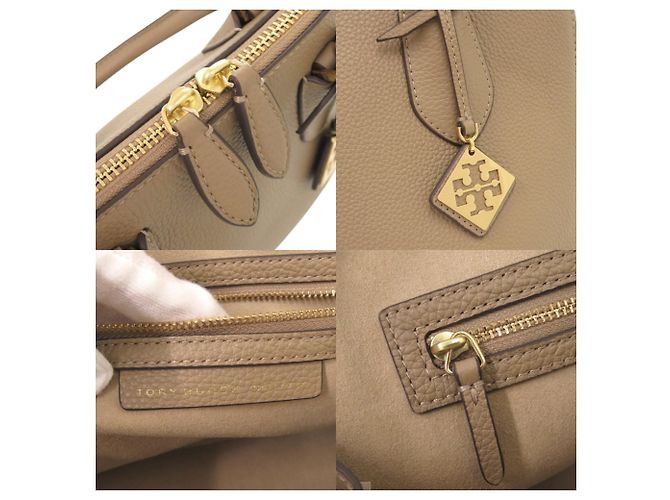 Borsa a mano media in pelle martellata Tory Burch Swing Beige - vista 10