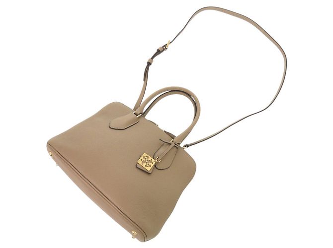 Borsa a mano media in pelle martellata Tory Burch Swing Beige - vista 6
