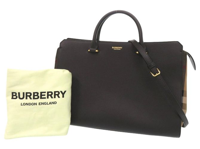 Burberry Banwell Handtasche aus Leder und Canvas mit Check-Muster Schwarz - Ansicht 2