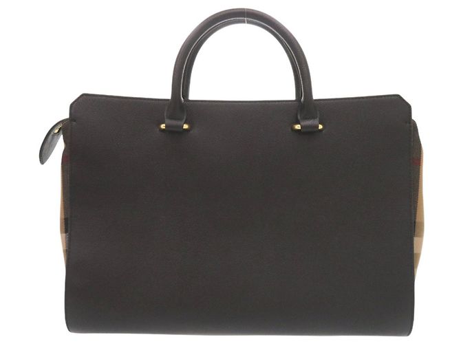 Burberry Banwell Handtasche aus Leder und Canvas mit Check-Muster Schwarz - Ansicht 3