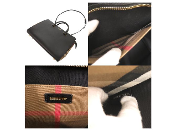 Burberry Banwell Handtasche aus Leder und Canvas mit Check-Muster Schwarz - Ansicht 8