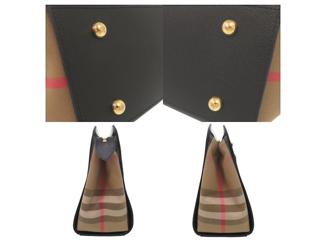 Burberry Banwell Handtasche aus Leder und Canvas mit Check-Muster Schwarz - Ansicht 9