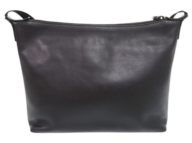 Prada Triangle Logo Schultertasche aus Leder Schwarz Blau - Ansicht 2