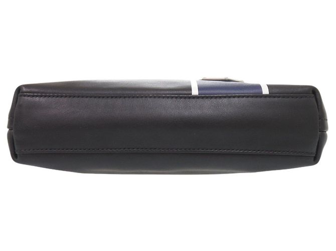 Prada Triangle Logo Schultertasche aus Leder Schwarz Blau - Ansicht 3