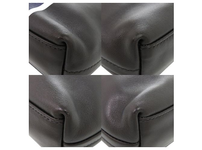 Prada Triangle Logo Schultertasche aus Leder Schwarz Blau - Ansicht 4