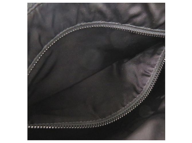 Prada Triangle Logo Schultertasche aus Leder Schwarz Blau - Ansicht 7