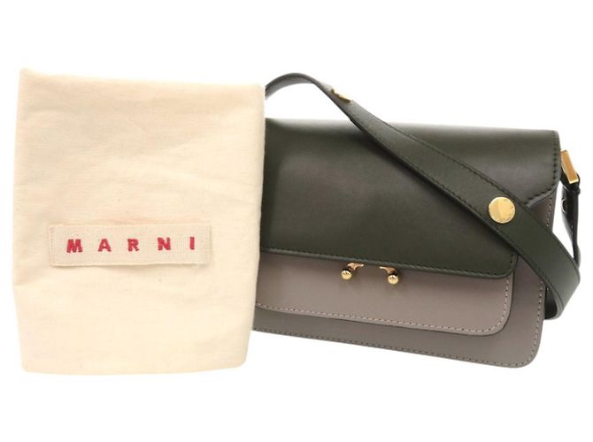 Marni Trunk Schultertasche aus Leder Braun Grün - Ansicht 2