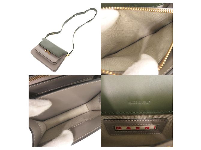 Marni Trunk Schultertasche aus Leder Braun Grün - Ansicht 7