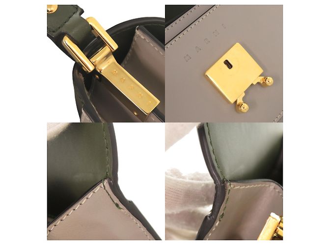 Marni Trunk Schultertasche aus Leder Braun Grün - Ansicht 8