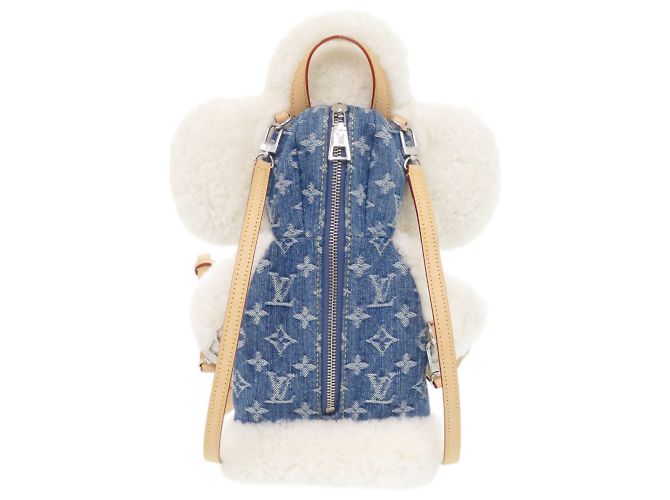 Zaino Louis Vuitton Vivienne in denim Monogram Bianco Blu - vista 2