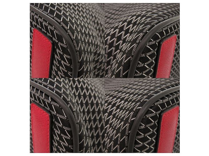 Borsa Boston Valextra K-VAL My Logo in tela e pelle Nero Rosso - vista 4