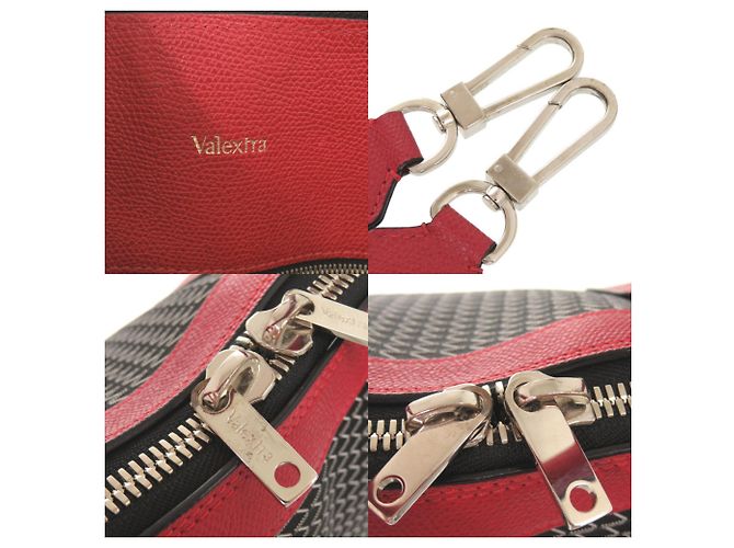 Borsa Boston Valextra K-VAL My Logo in tela e pelle Nero Rosso - vista 8