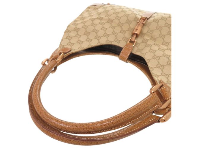 Borsa a spalla Gucci New Jackie Beige Cammello - vista 5