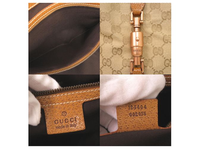 Borsa a spalla Gucci New Jackie Beige Cammello - vista 7