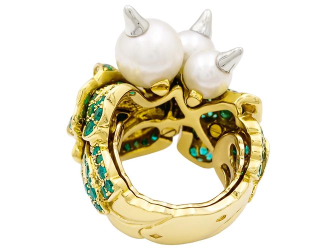 Autre Marque Dior Ring, “Jardins de Milly-la-Forêt”, "Navets", Smaragde, Tsavorite, Diamanten, Perlen. - Ansicht 5