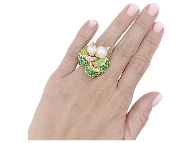 Autre Marque Dior Ring, “Jardins de Milly-la-Forêt”, "Navets", Smaragde, Tsavorite, Diamanten, Perlen. - Ansicht 6