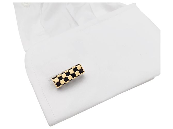 Gemelos Van Cleef & Arpels, « Damier », oro amarillo y madera. - vista 3