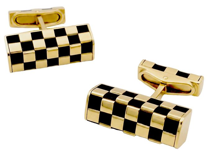 Gemelos Van Cleef & Arpels, « Damier », oro amarillo y madera. - vista 4