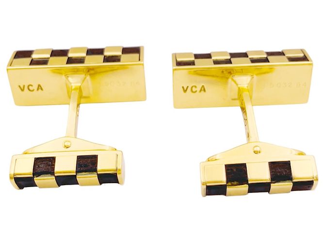 Gemelos Van Cleef & Arpels, « Damier », oro amarillo y madera. - vista 5