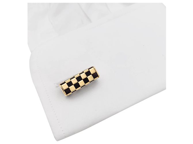 Gemelos Van Cleef & Arpels, « Damier », oro amarillo y madera. - vista 6