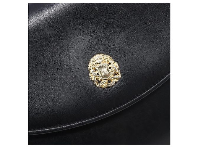 Céline Bolsa de Ombro com Corrente CELINE em Couro Preto e Dourado Auth ep16204 - vista 22