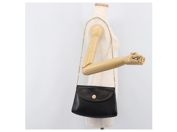 Céline Bolsa de Ombro com Corrente CELINE em Couro Preto e Dourado Auth ep16204 - vista 29