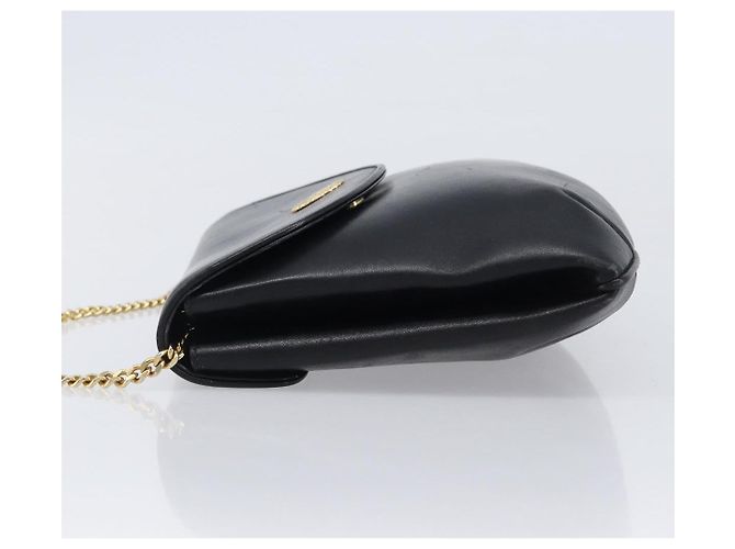 Céline Bolsa de Ombro com Corrente CELINE em Couro Preto e Dourado Auth ep16204 - vista 4