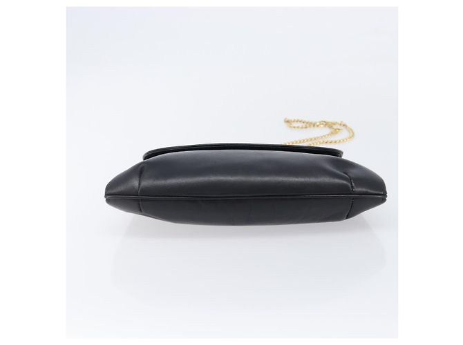 Céline Bolsa de Ombro com Corrente CELINE em Couro Preto e Dourado Auth ep16204 - vista 5