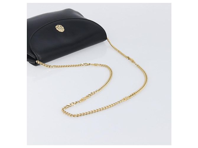 Céline Bolsa de Ombro com Corrente CELINE em Couro Preto e Dourado Auth ep16204 - vista 6