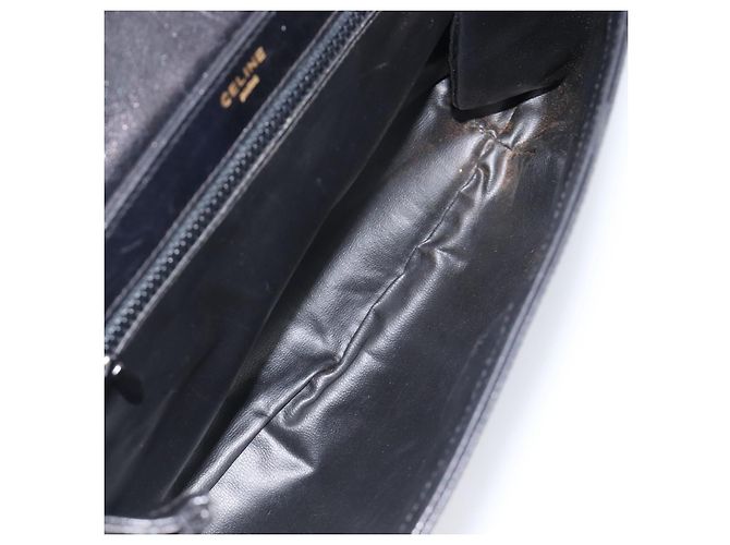 Céline Bolsa de Ombro com Corrente CELINE em Couro Preto e Dourado Auth ep16204 - vista 9