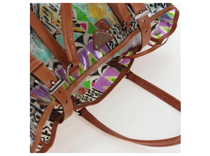PRADA Tote Bag Vinyl Multicolor Silver Auth 204422A Silvery Multiple colors - view 14