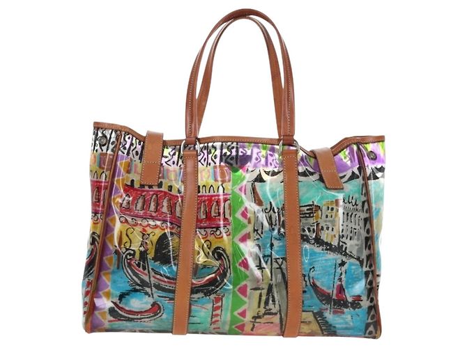 PRADA Tote Bag Vinyl Multicolor Silver Auth 204422A Silvery Multiple colors - view 2