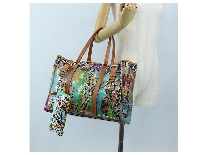 PRADA Tote Bag Vinyl Multicolor Silver Auth 204422A Silvery Multiple colors - view 30