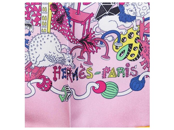 Hermès HERMES Carre 90 Seidentuch Rosa Gelb "La Folle Parade" Auth ki6876M Pink - Ansicht 12