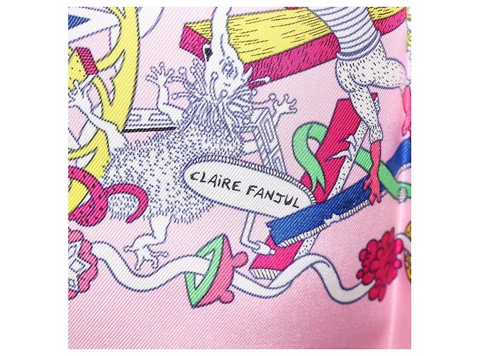 Hermès HERMES Carre 90 Seidentuch Rosa Gelb "La Folle Parade" Auth ki6876M Pink - Ansicht 14