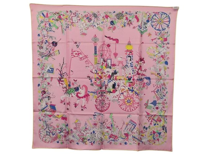Hermès HERMES Carre 90 Seidentuch Rosa Gelb "La Folle Parade" Auth ki6876M Pink - Ansicht 16