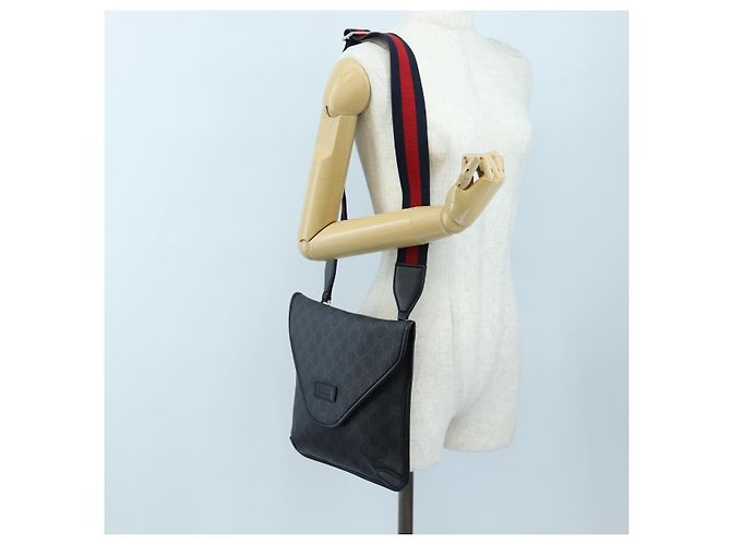 Borsa a tracolla GUCCI GG Supreme Sherry Line PVC Nero 599521 Auth ep15871A - vista 28