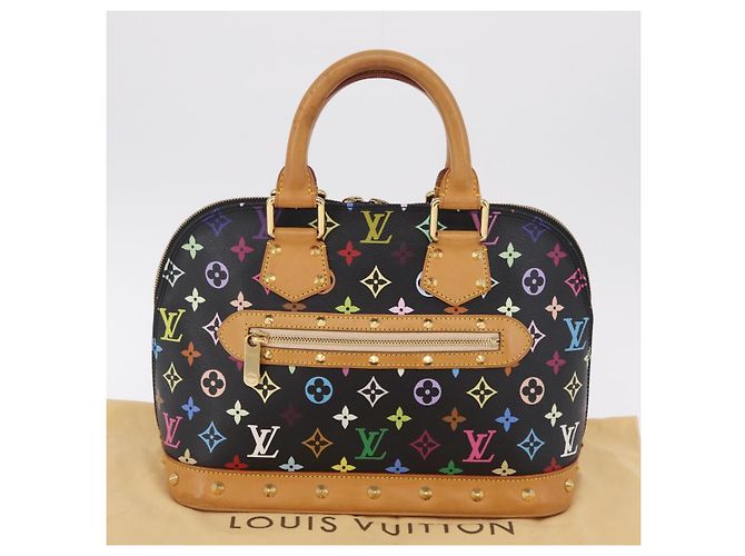 Borsa a mano LOUIS VUITTON Monogram Multicolor Alma Nero M92646 LV Auth ka6314V - vista 12